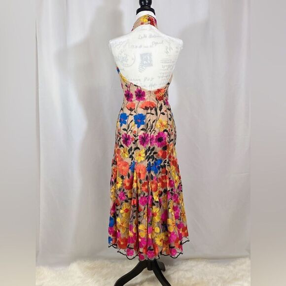Milly Penelope Floral Embroidered Halter Dress size 0 - Picture 8 of 12